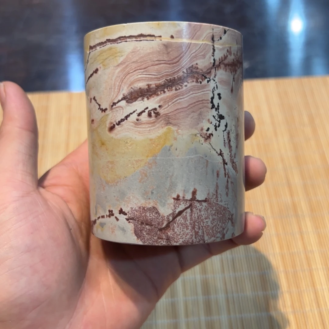 天然国画石六君子桶