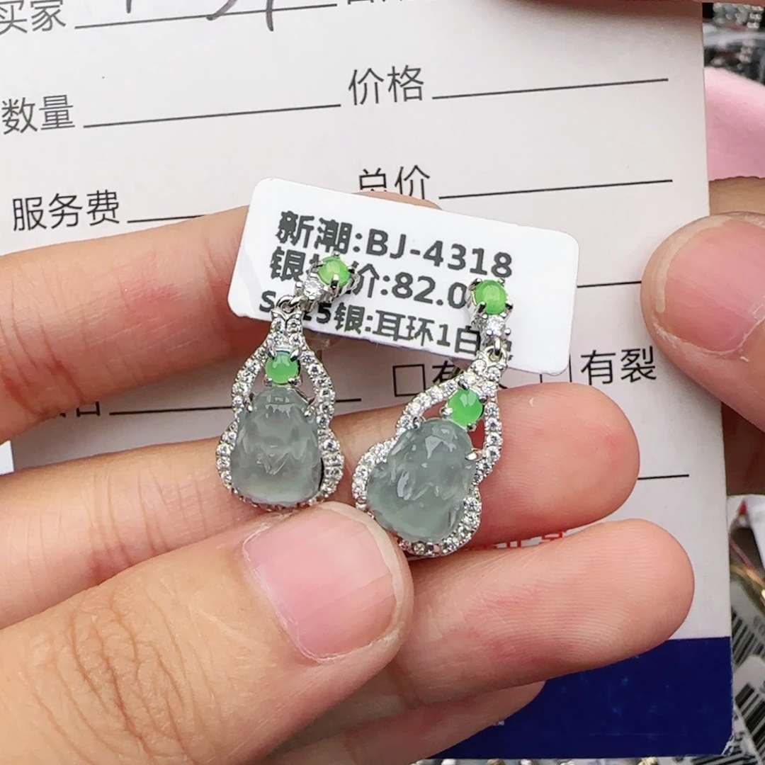 翡翠戒指银S925镶嵌戒指