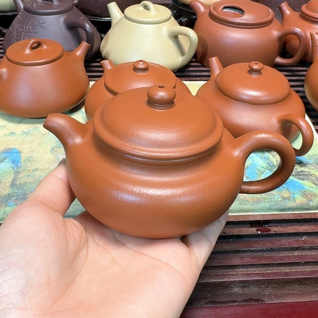 紫砂茶壶朱泥半手工