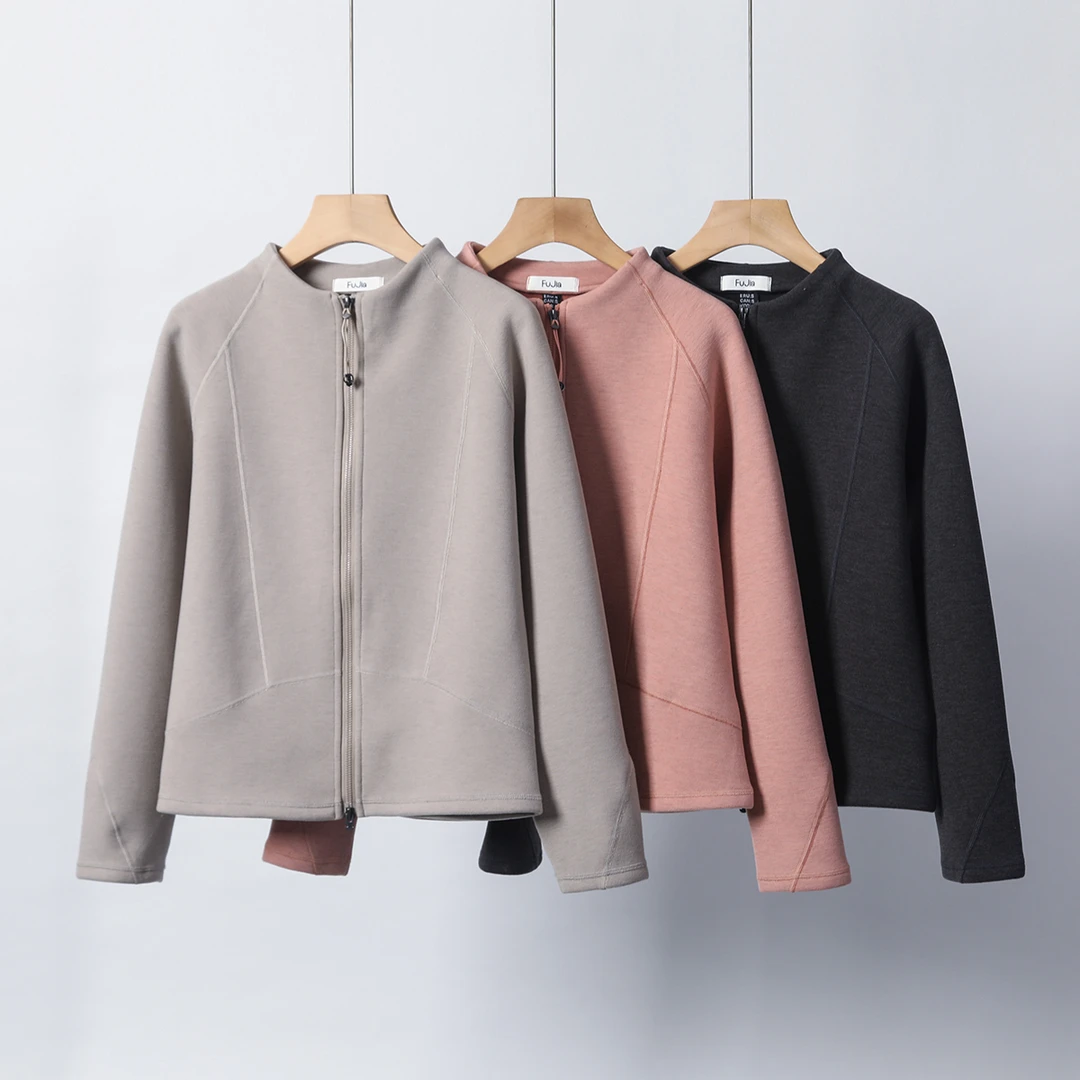 新款韩版时尚露家修身桑蚕丝绵羊毛外套RL6888加绒加厚款