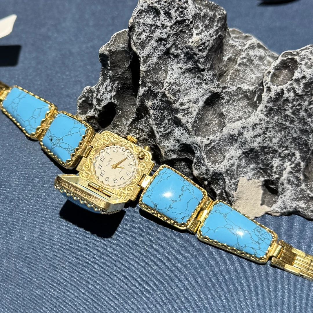 复古精致机械松松手链款翻盖小方表 表盘约20.5mm D0983