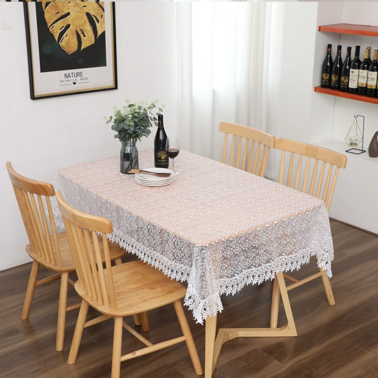 蕾丝刺绣圆桌布欧式碎花纯色茶几布电视柜防尘盖巾
