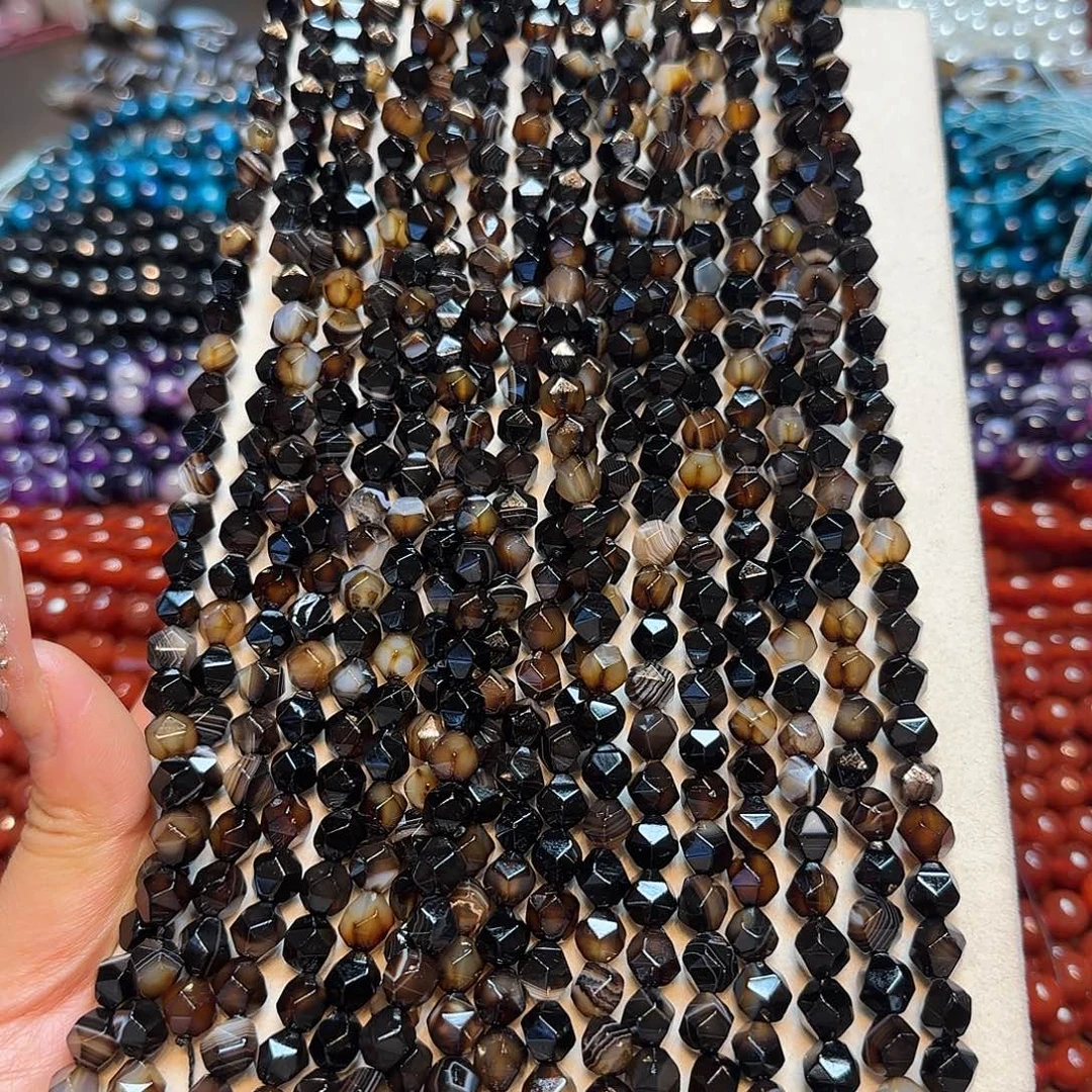 玛瑙/玉髓未镶嵌珠宝半成品8mm美拉德万切面一条