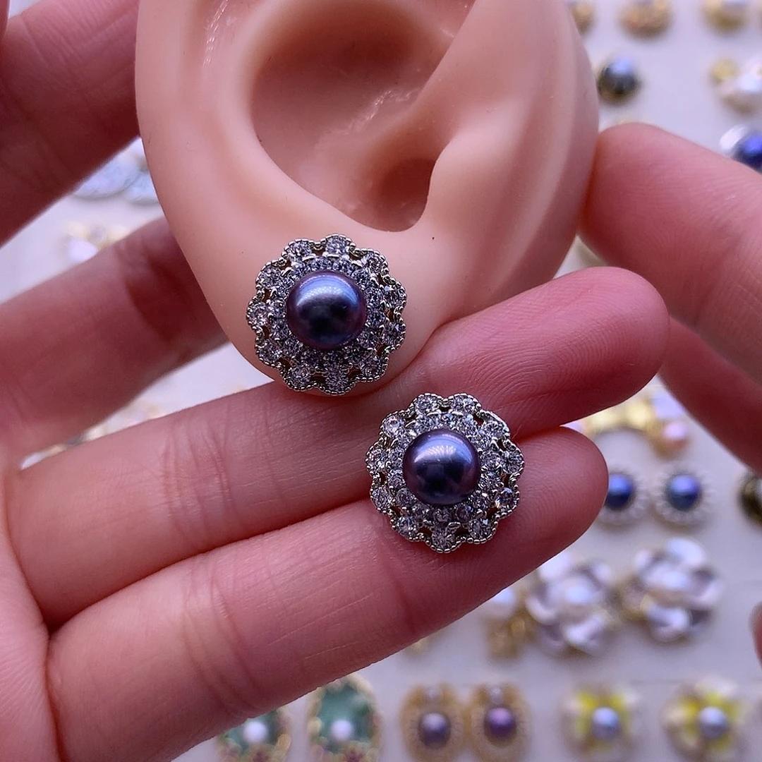 淡水珍珠耳饰合金