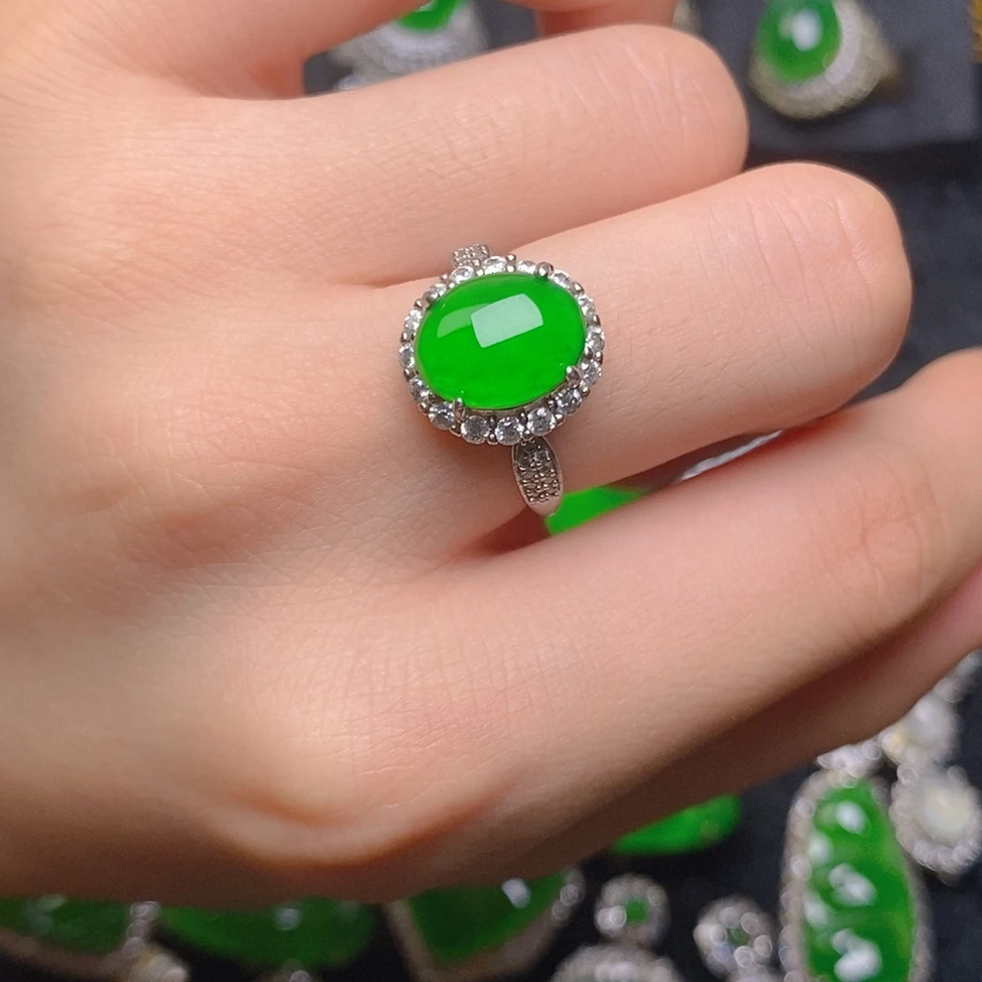 银S925镶嵌戒指翡翠