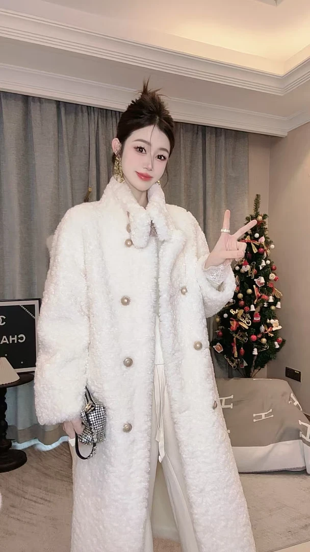 反季清仓新款皮毛一体名媛毛毛大衣外套女加厚