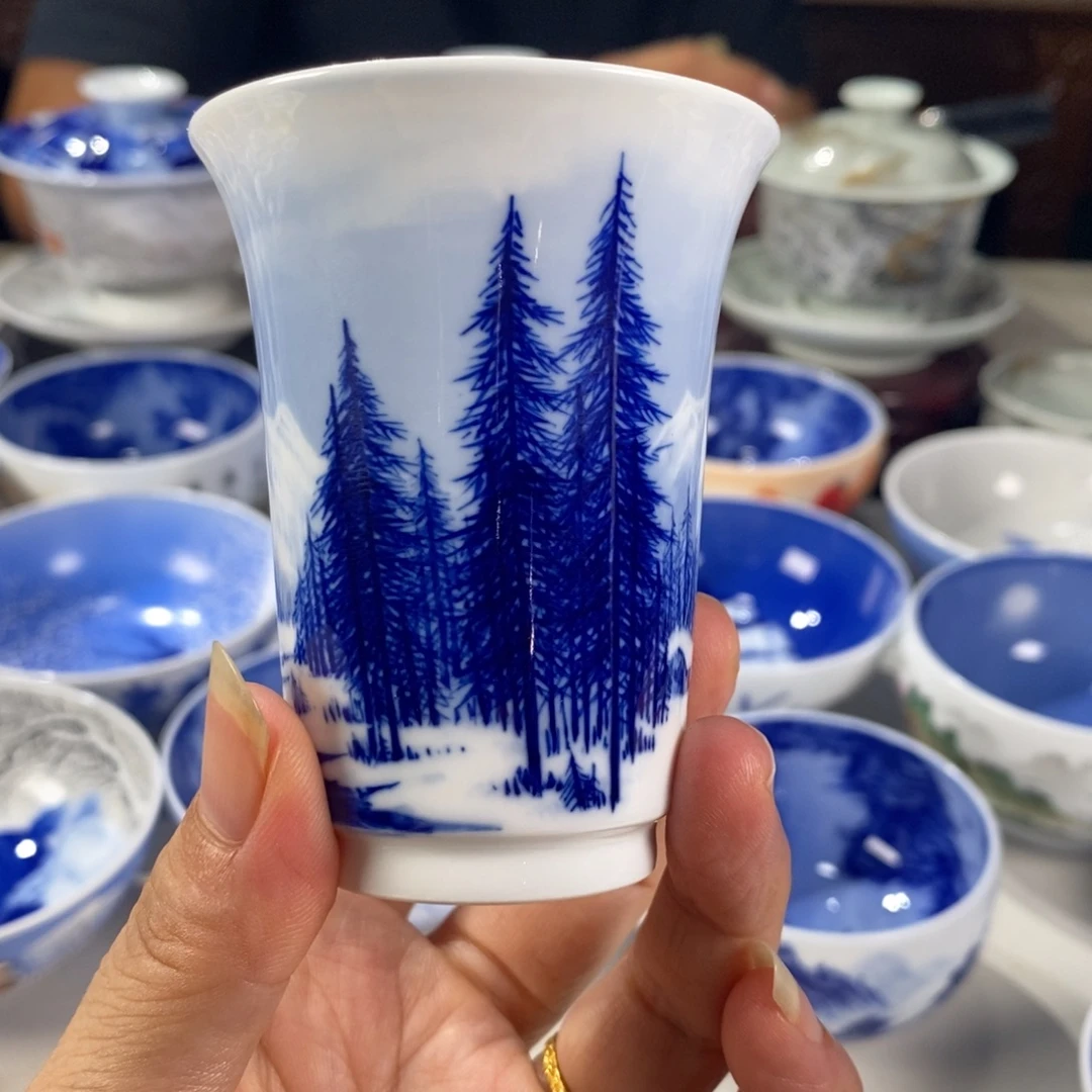 青花雪景主人杯杯