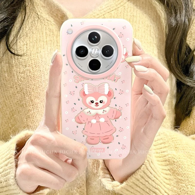 粉色达菲适用苹果16pro手机壳卡通可爱opporeno14个性荣耀400防摔