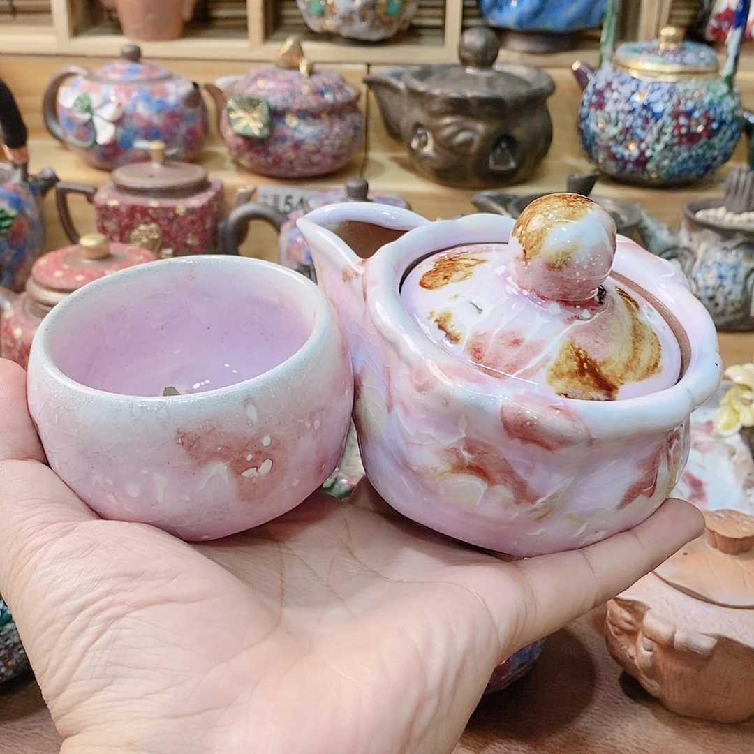 粗陶志野柴烧茶具