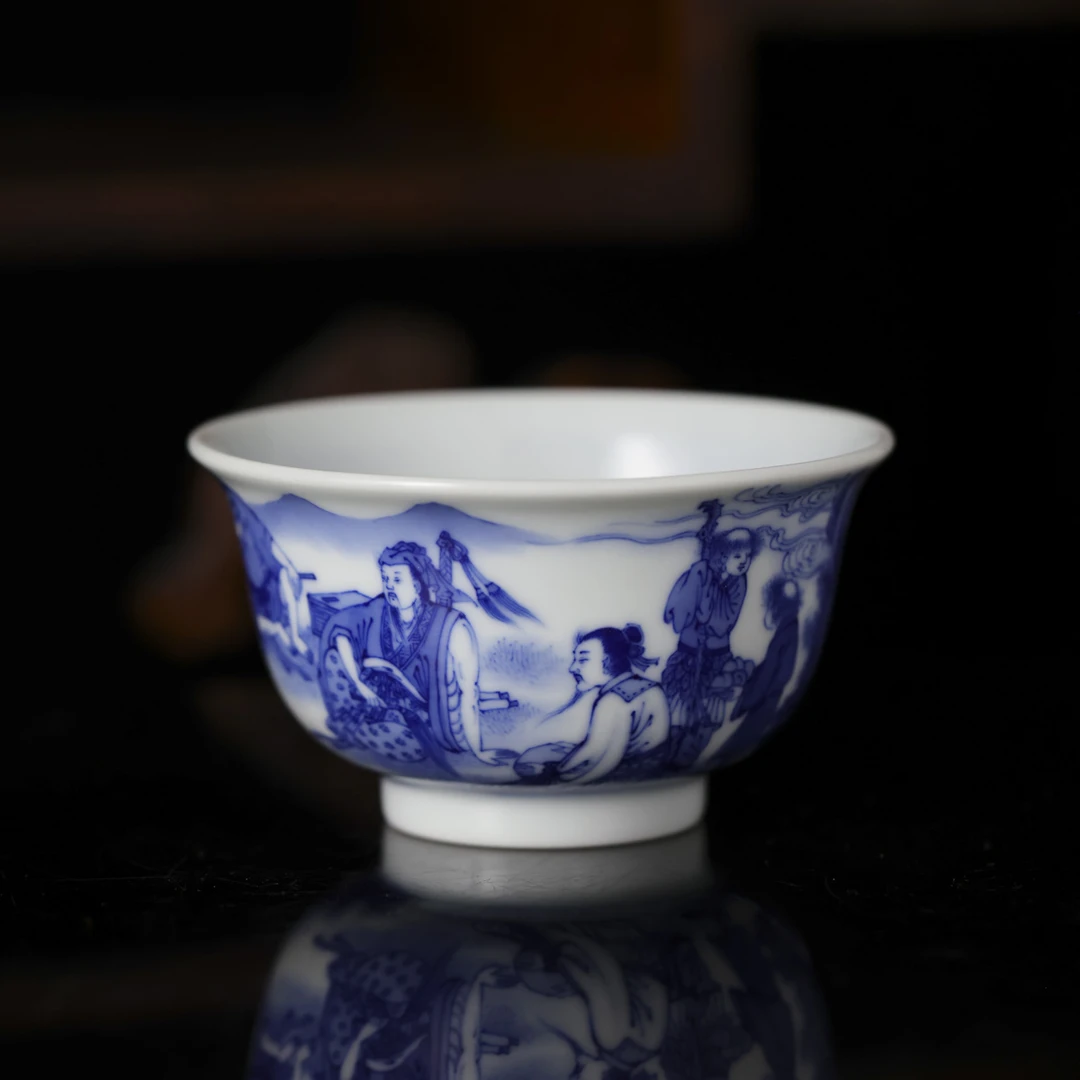 春风祥玉-珍藏青花柳树精 杯-陶瓷主人杯手绘有差异