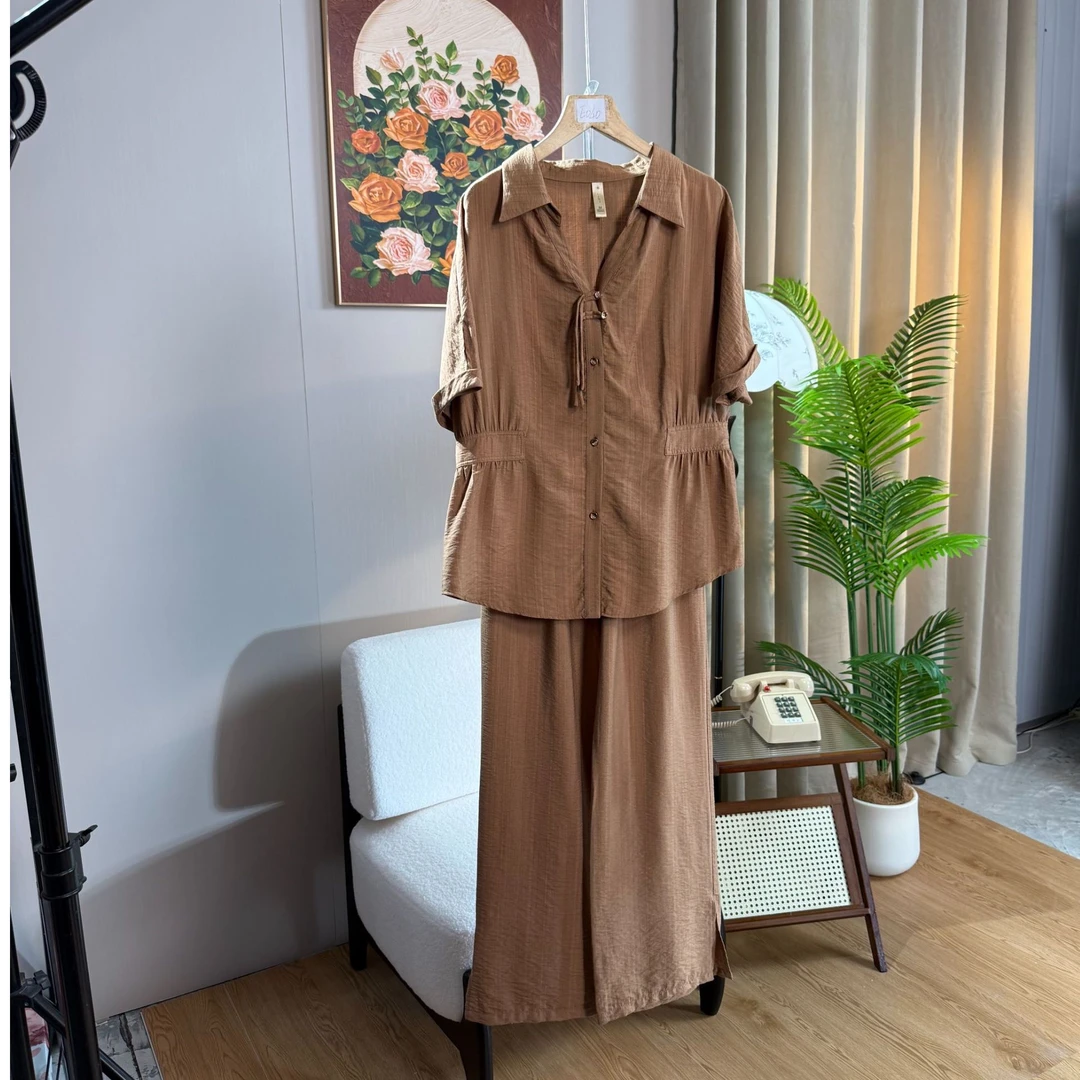 【钟意宠粉】E040  气质时尚夏季套装(黄色)