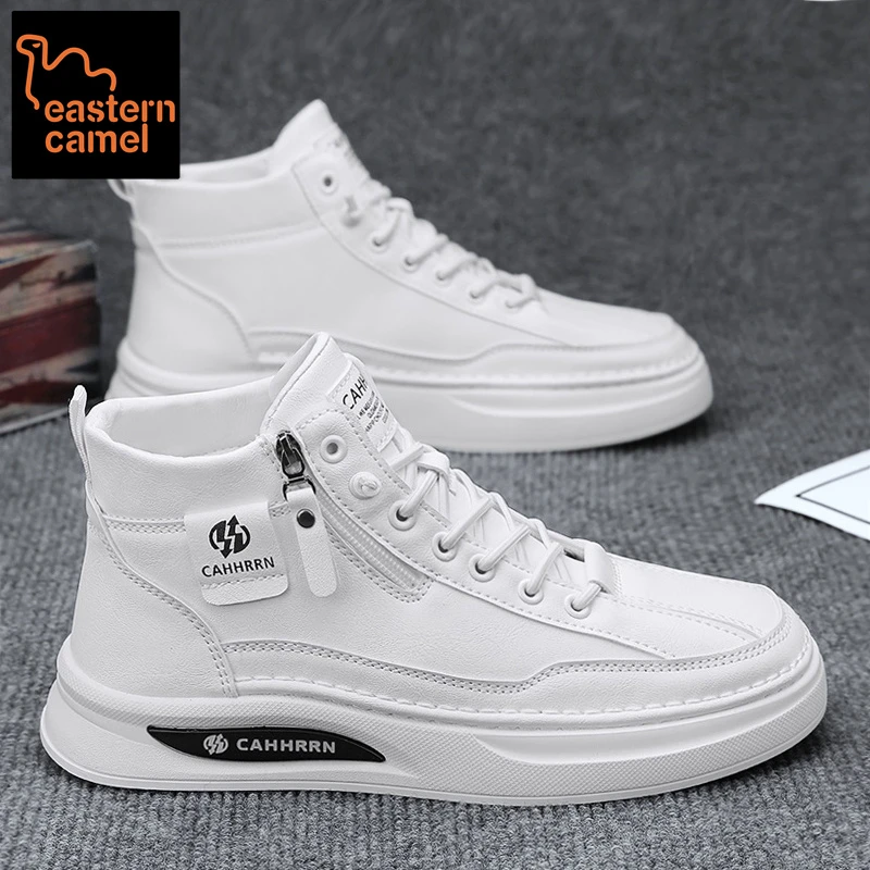 东方骆驼男鞋秋冬季新款高帮休闲板鞋可加绒百搭防滑运动小白潮鞋