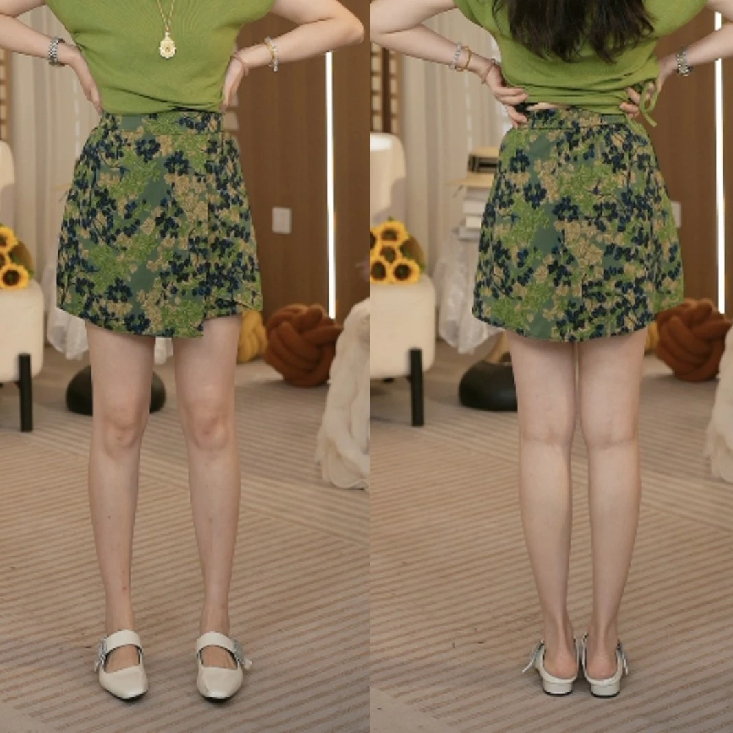 【风铃推荐】后腰松紧拉链裙裤2025显瘦洋气高腰百搭短裤女短裙