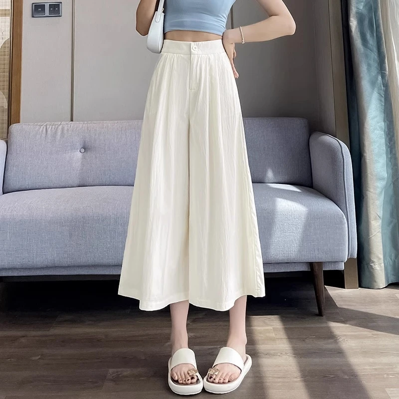 冰丝八分山本裤裙女2025夏季薄款a字半身裙子垂感宽松速干阔腿裤