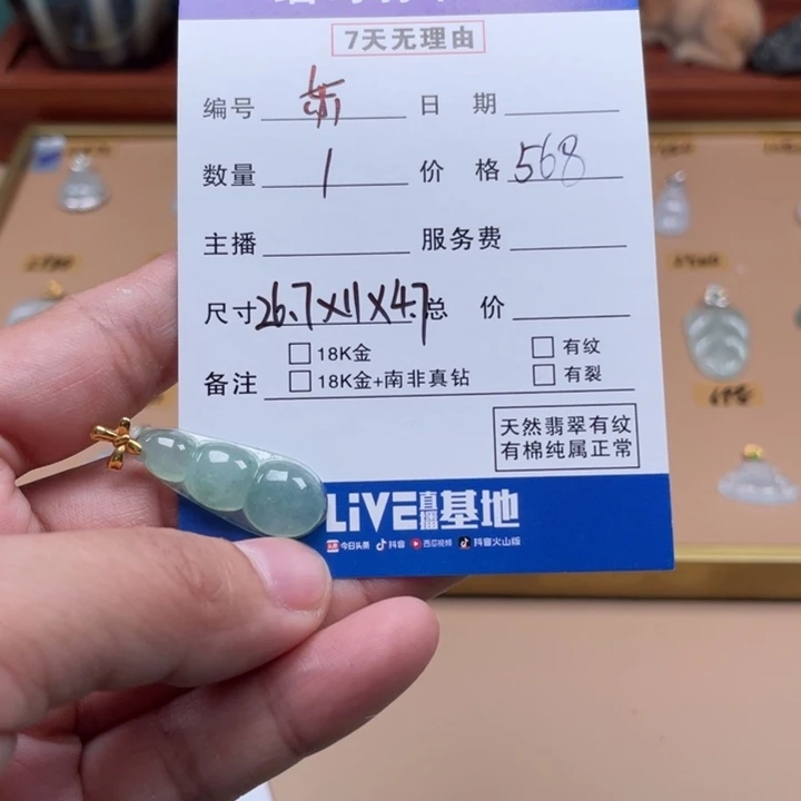 翡翠18K金镶嵌颈饰东***啊豆子
