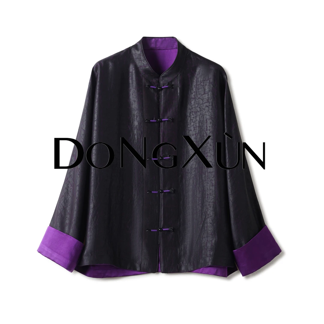 【紫气东来】满分桑蚕丝紫龟双穿香云纱外套DX25AW026-黑