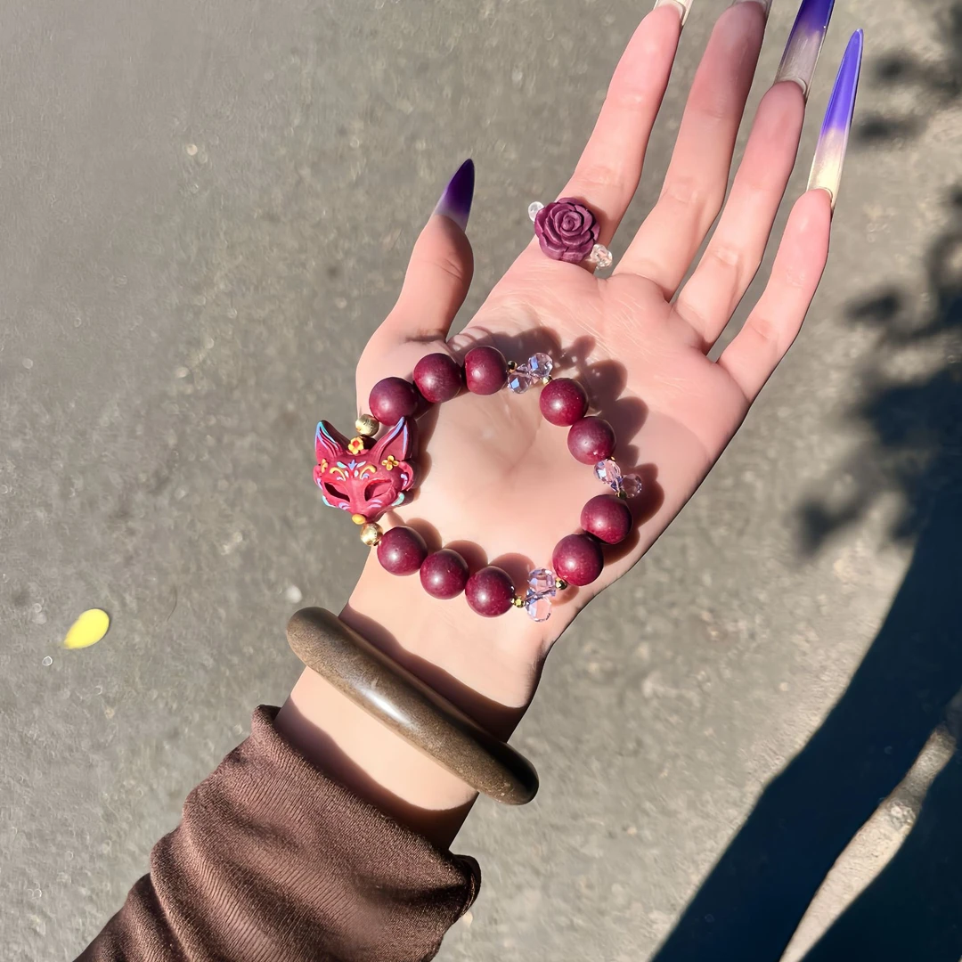 百花贺岁香彩绘狐狸面具12mm单圈hx0063zt5677