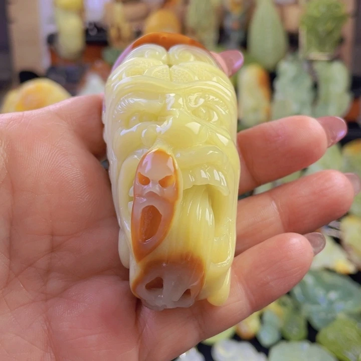 蛇纹石玉手把件未镶嵌