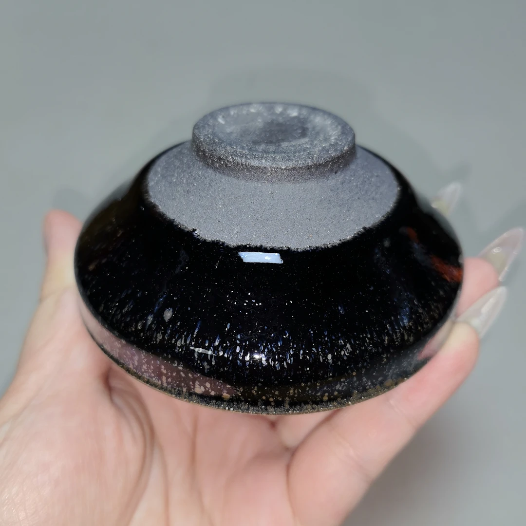 建窑建盏原矿釉磨底柴烧乌金滴普洱器型口径9*3.6