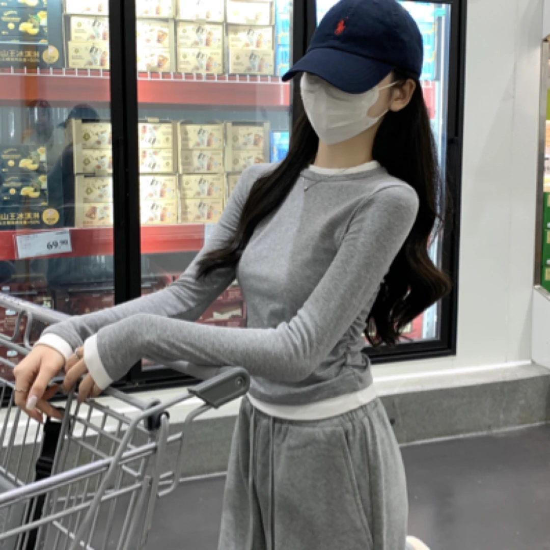T01 假两件撞色打底衫