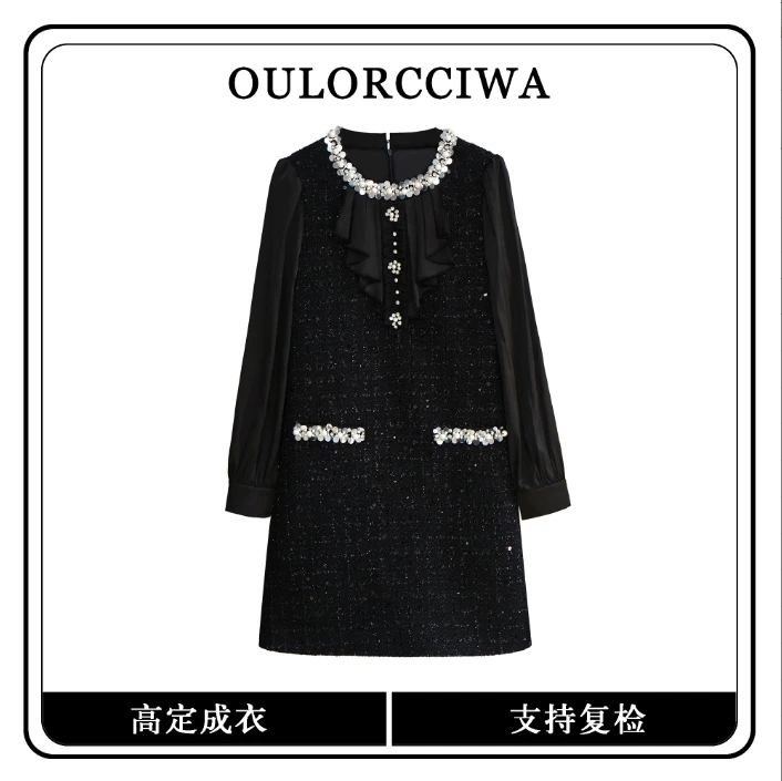 【心蕊】春款女装连衣裙气质时尚收腰显瘦连衣裙OLQW-878-黑色