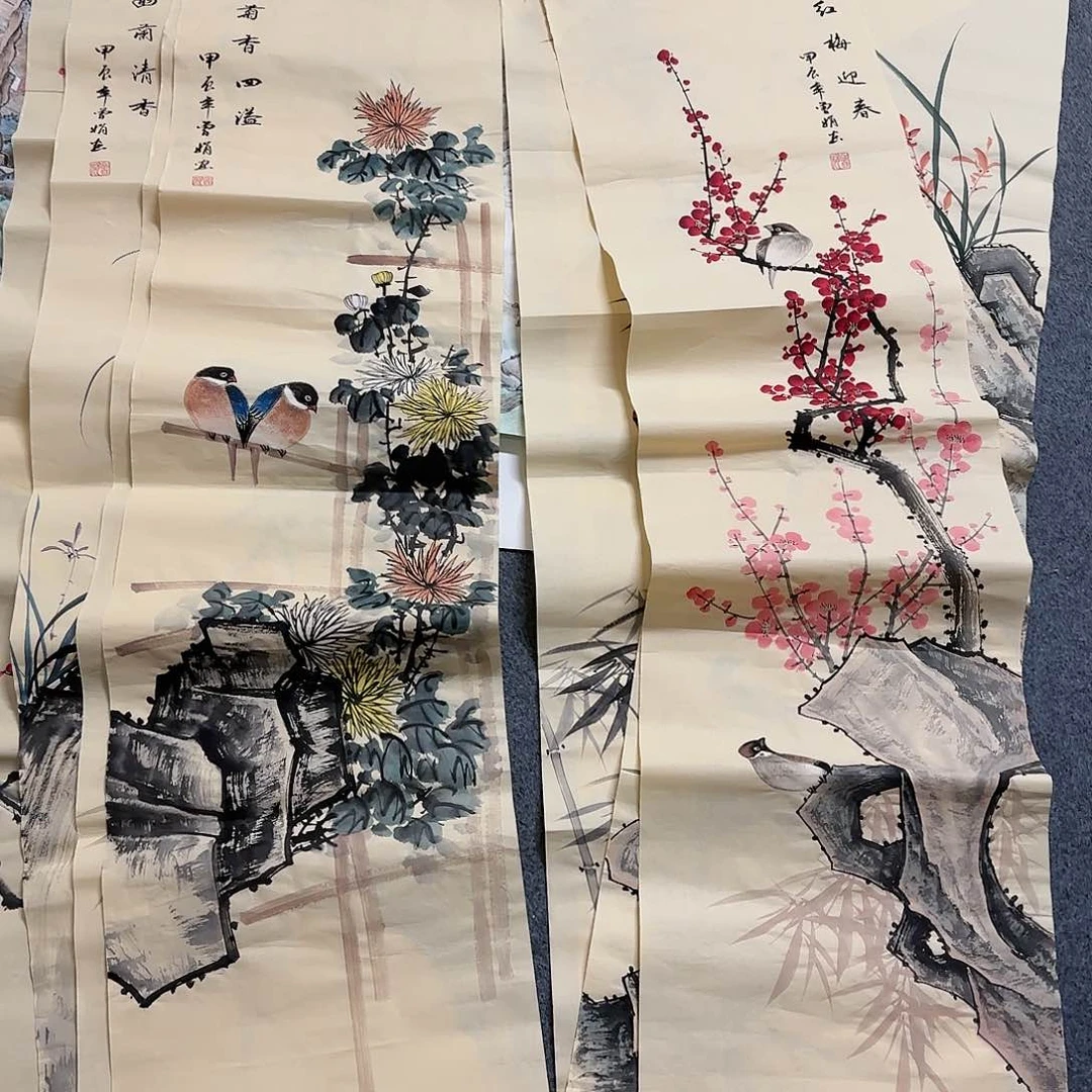 国画大*岭尺寸35X140手绘作品