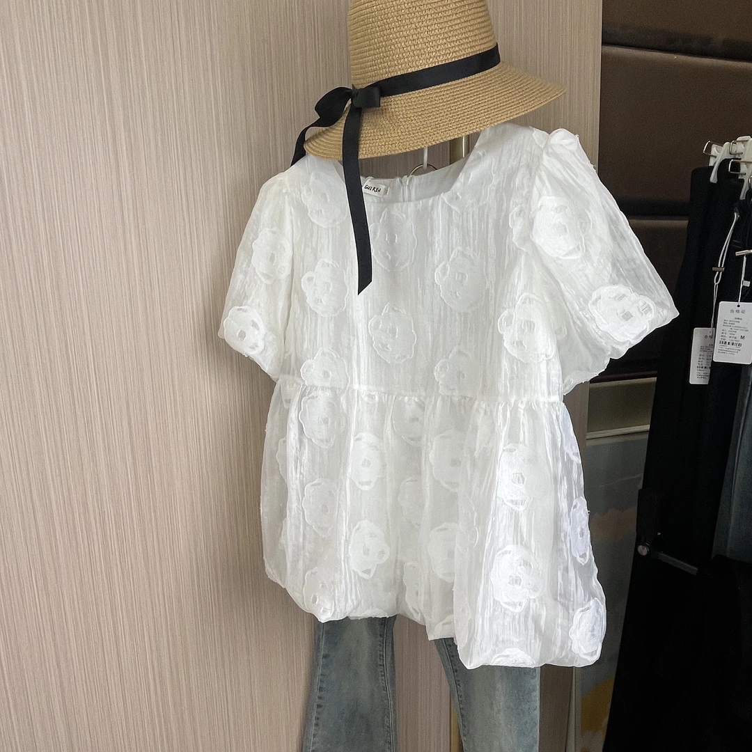 【小桥流水】夏季新款孕妇法式小清新质感透气棉质减龄上衣