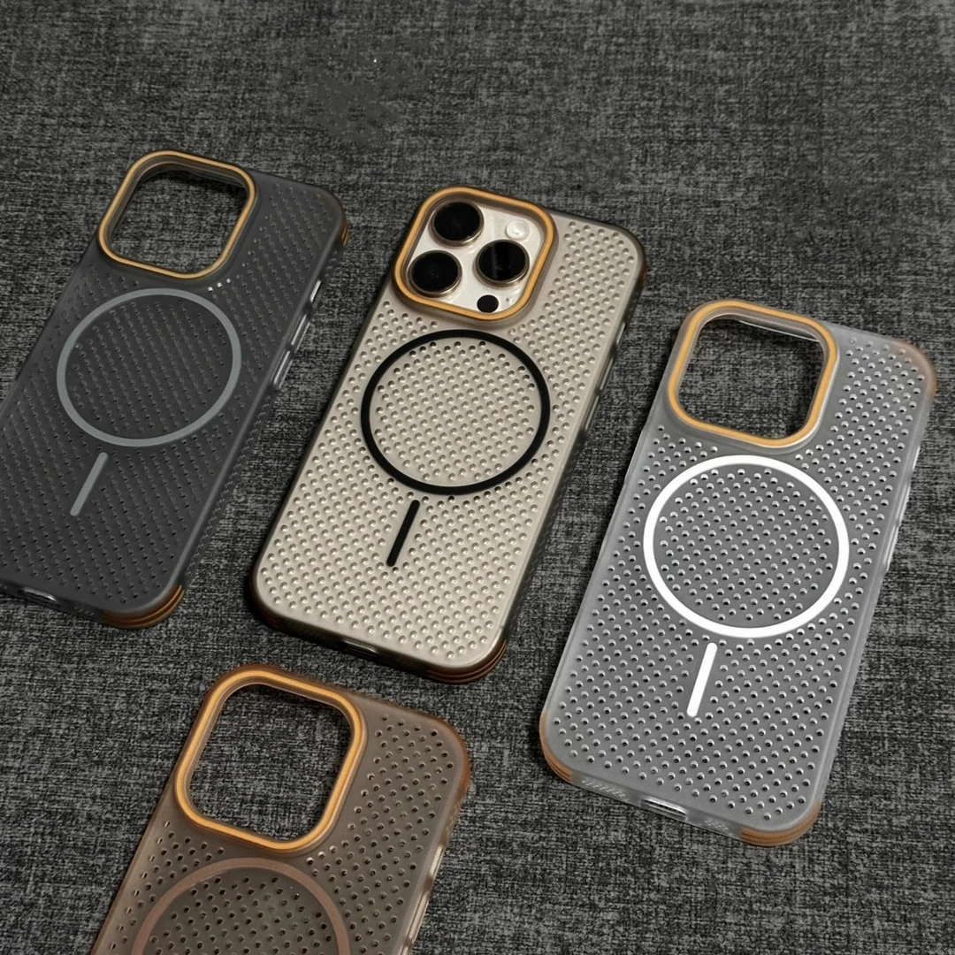 适用苹果16Promax手机壳iPhone超薄透气散热磁吸手机壳华为pura70