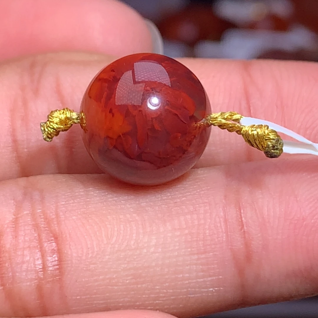 南红玛瑙未镶嵌珠宝半成品毕业级火焰单珠
