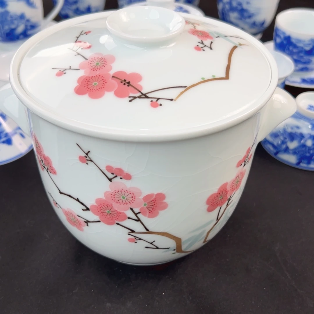 天****情翠竹红梅饭鼓（微瑕开片）