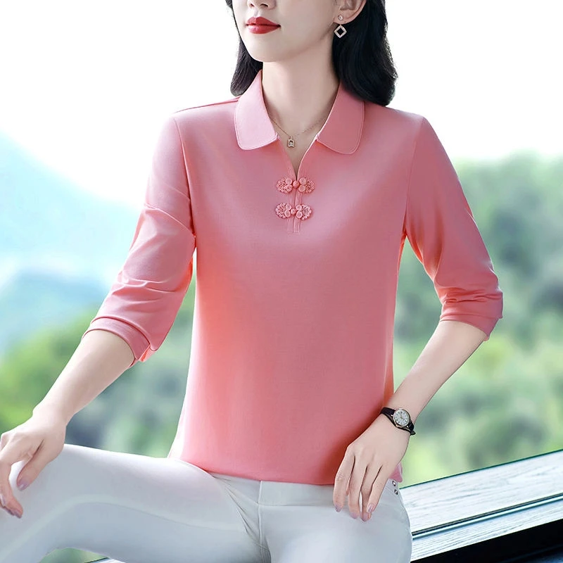 【长袖】T恤女2025年春季新款宽松大码显瘦打底衫中年妈妈上衣
