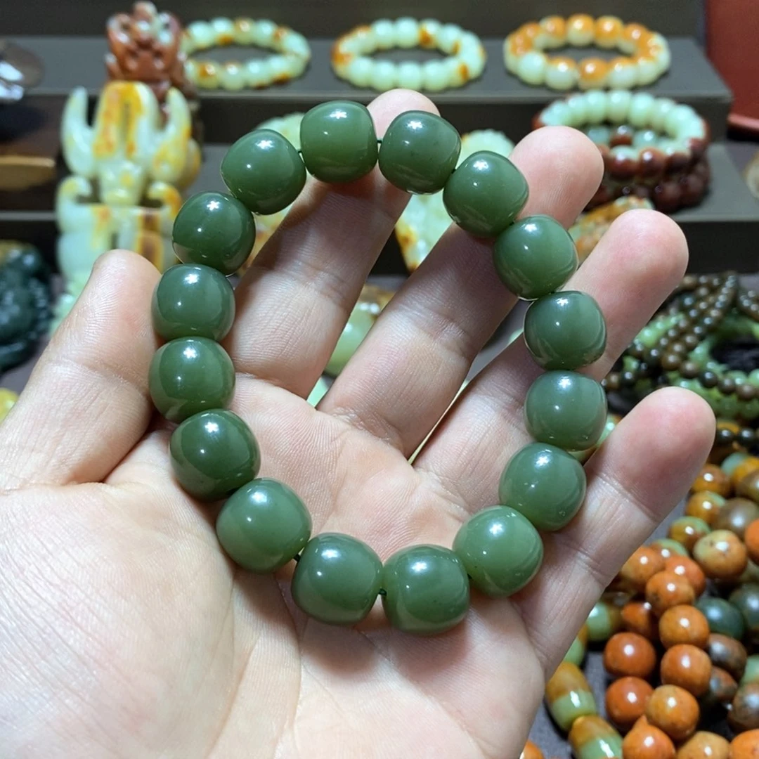 和田玉手串卡14未镶嵌坚**己