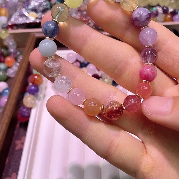 水晶手串未镶嵌彩虹多宝