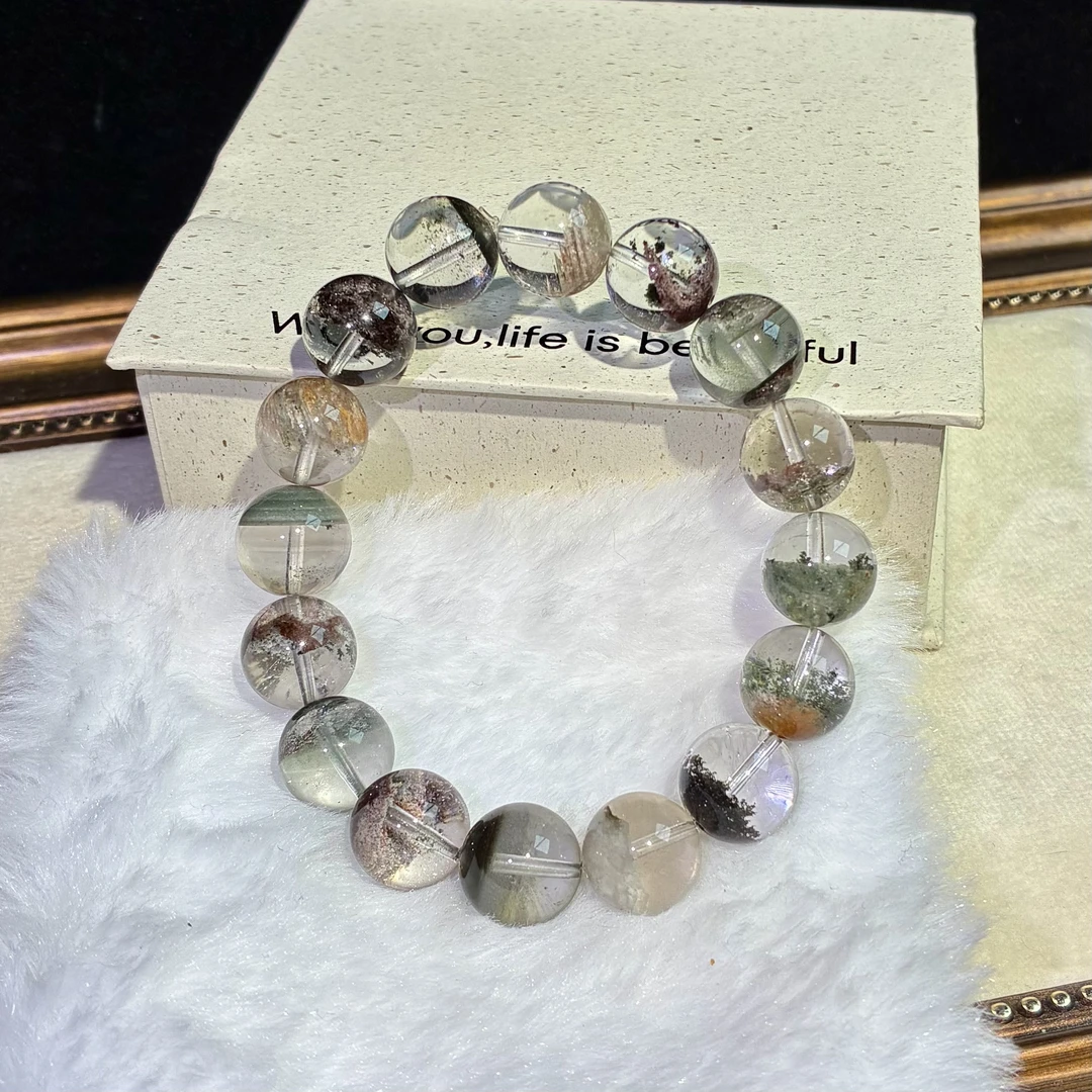 菁川*招财四季幽灵四季平安 半盆聚宝盆高透水晶手串 带证书