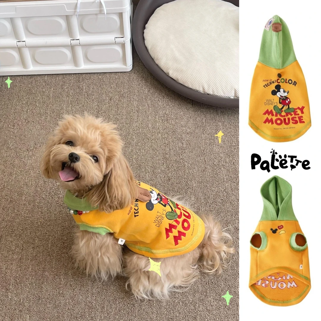 PalettePet宠物必备宠物服装猫咪狗狗网红拼色刺绣纽扣无袖帽衫