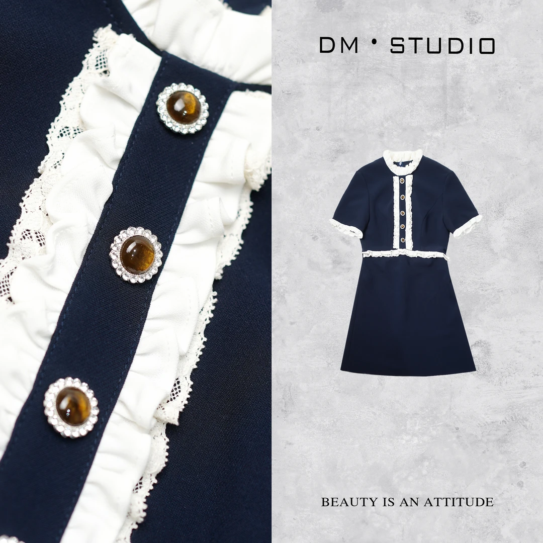 DEDM•STUDIO/精致法式减龄轻奢小众花边连衣裙（2503LYQ/QL98053）