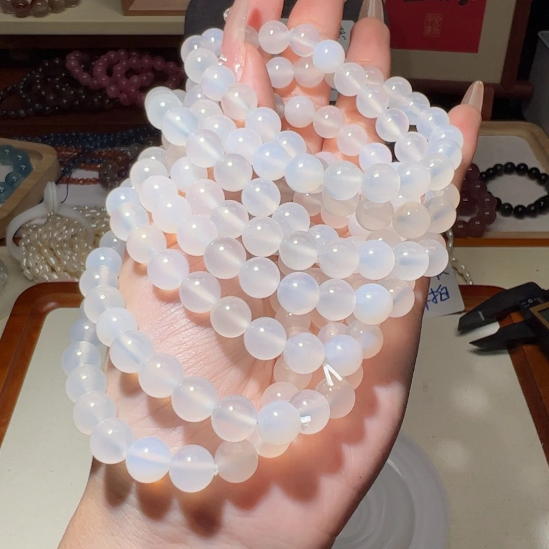 水晶手链合金白玛瑙荔枝冻8咪D060