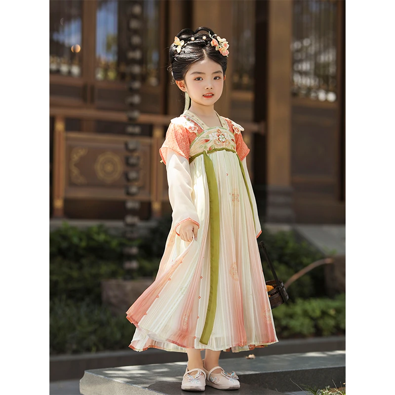 汉服女童2025春季新款襦裙女孩中秋节古装表演服儿童中国风连衣裙