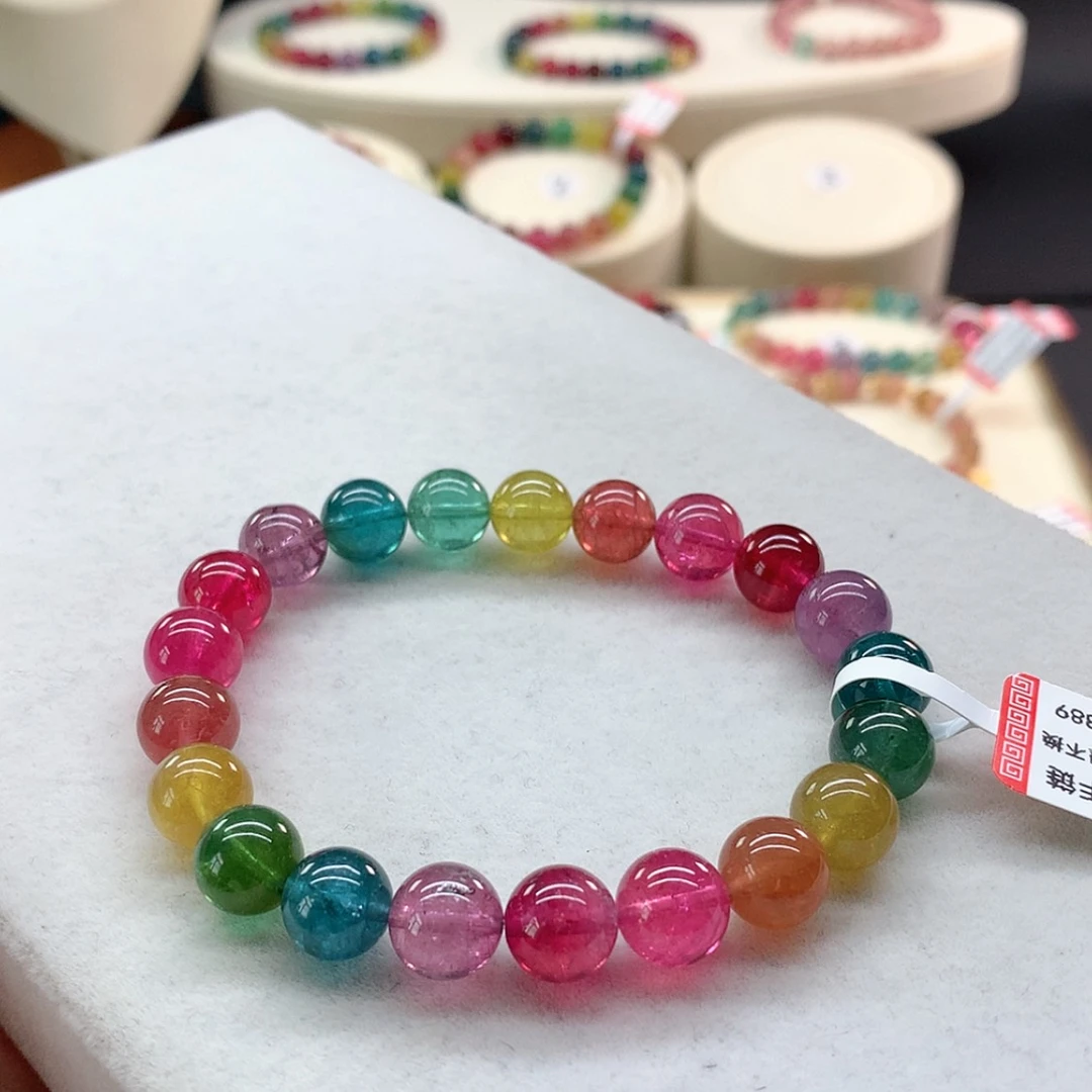 【闪购商品】手链未镶嵌碧玺彩虹色标单圈9.2