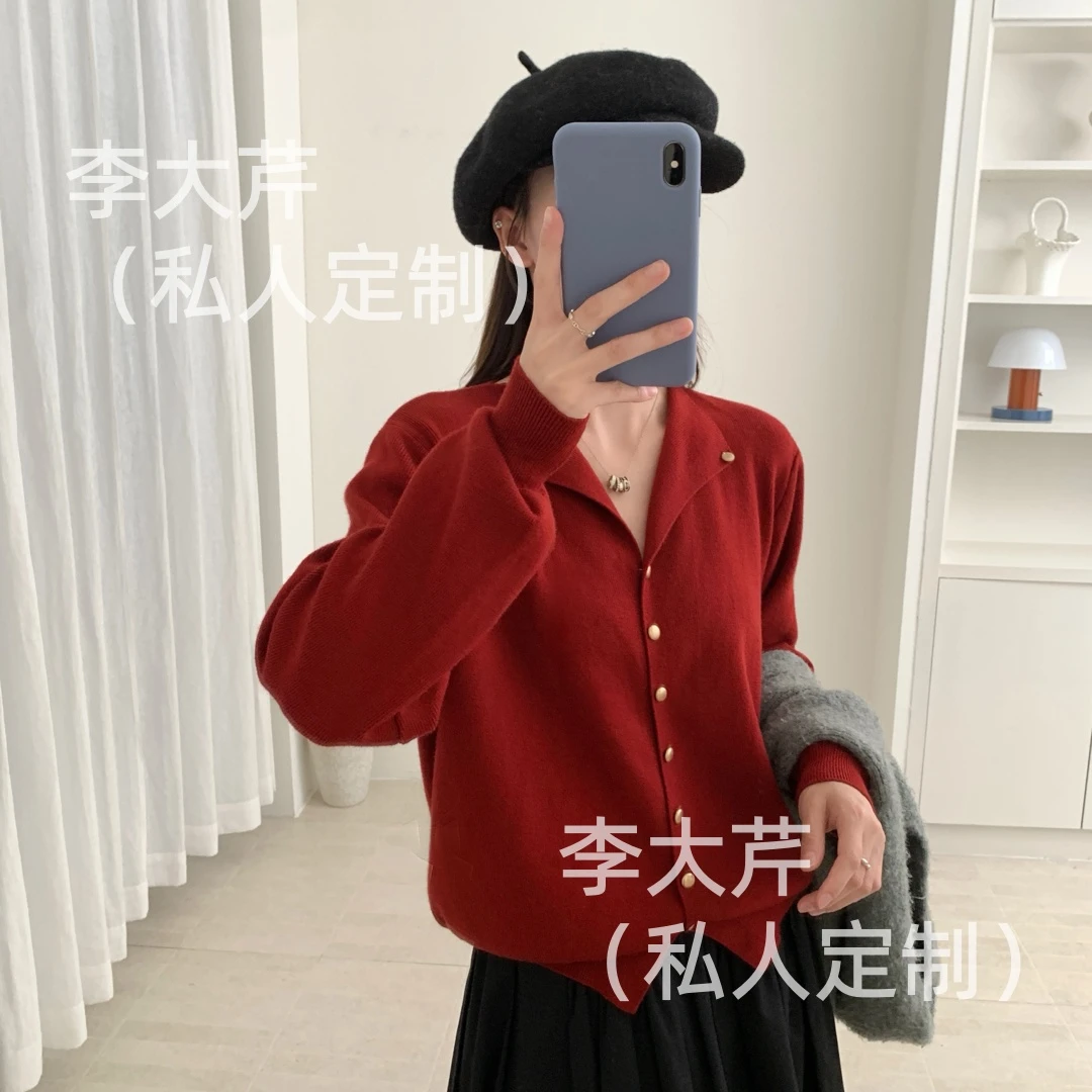 半开精致针织衫  韩系秋款小众设计感时尚INS风宽松显瘦小法式