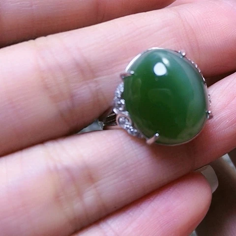 和田玉戒指银S925镶嵌