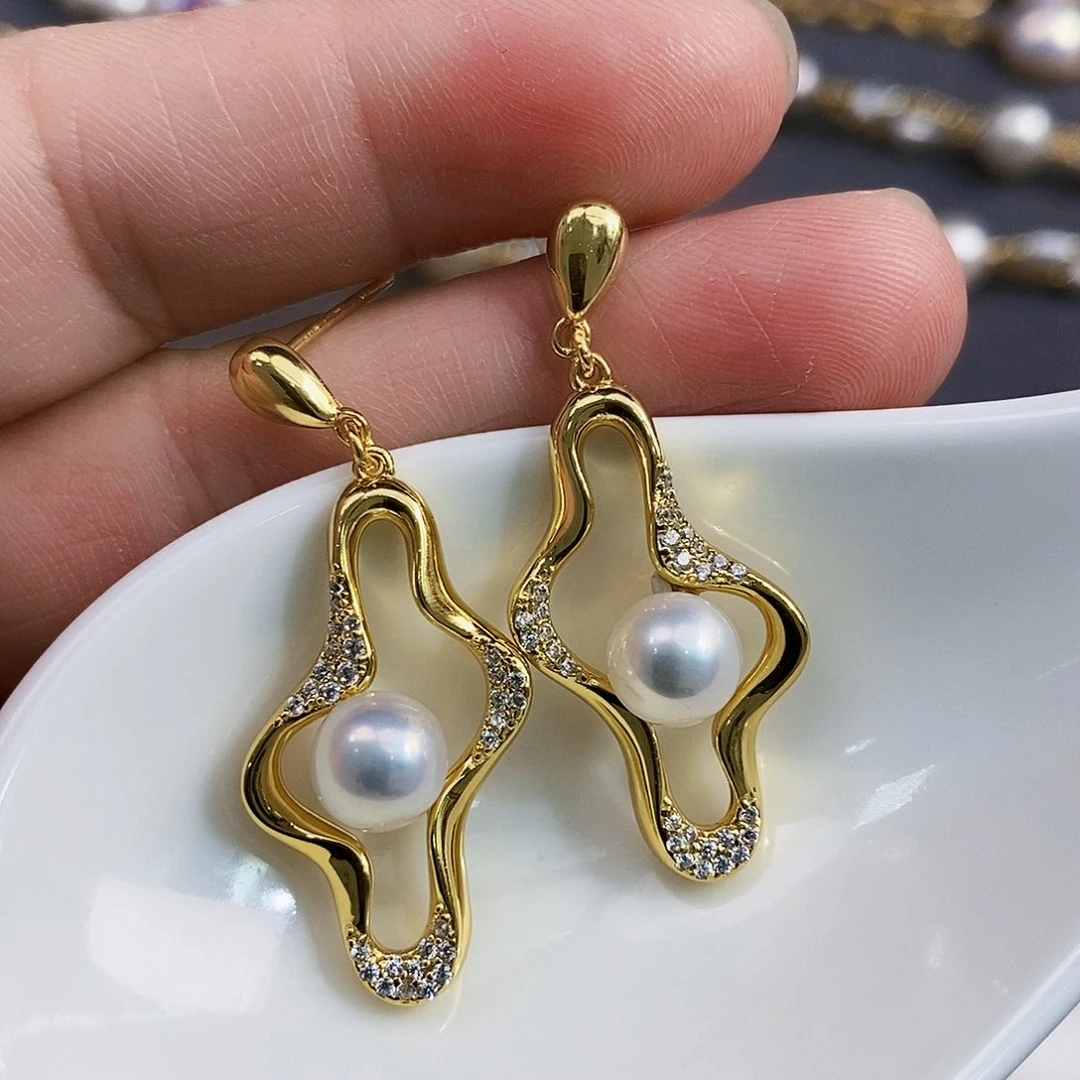 银S925镶嵌特价新品极光耳饰淡水珍珠