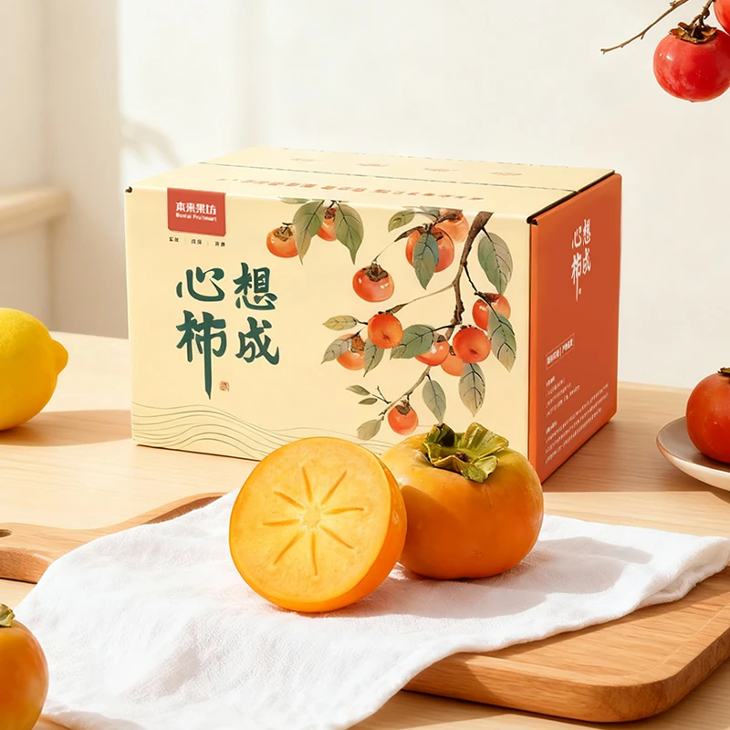 【本来果坊】陕西脆柿 4.5斤 单果120g+/150g+