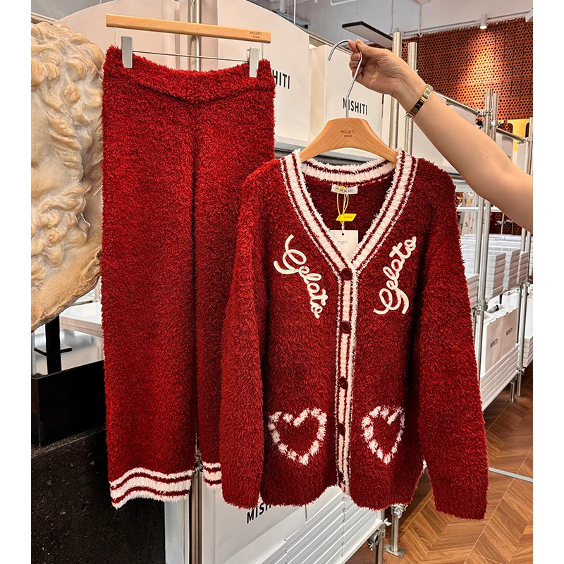 米诗缇【本命年节日爱心红色】小众时尚设计师可外穿长袖长裤家居服