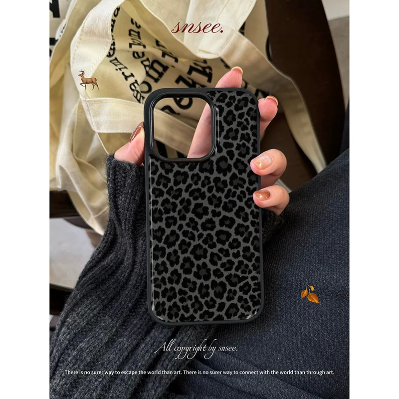 【奶油专属】韩系滴胶高级暗系豹纹适用苹果16pro女iphone15手机壳