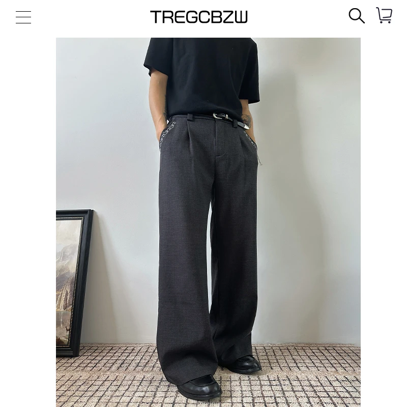 CBZW2025老钱风高级感痞帅西裤男cleanfit微喇显瘦直筒休闲裤百搭