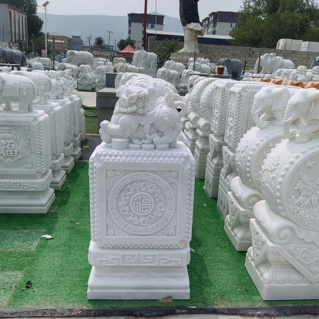 汉白玉门墩抱鼓石天然石青石汉白玉石雕别墅庭院别墅门口摆件定金