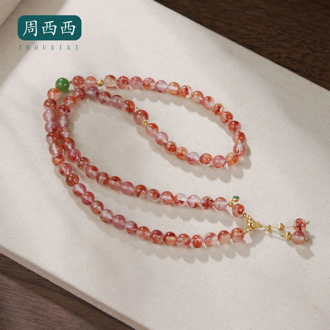 周西西精美珠宝南红三圈手串7mm气质百搭多样性发货19466