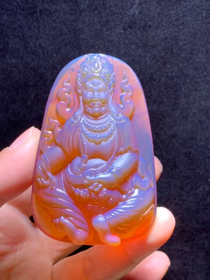 34.6克缅甸琥珀蜜蜡橘蜜黄财神吊坠