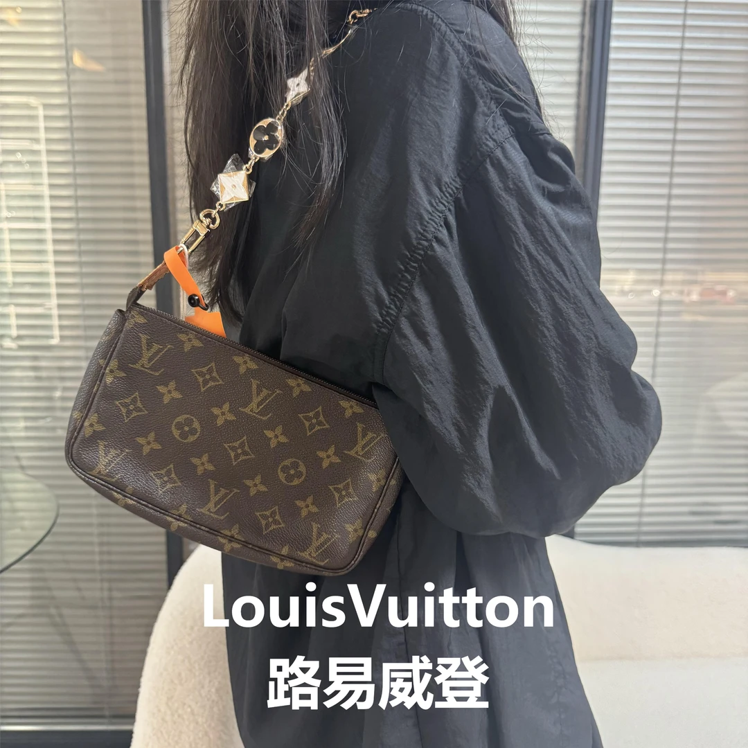 99新 LV 路易威登老花大麻将单肩包/植鞣革换新/龙龙精选